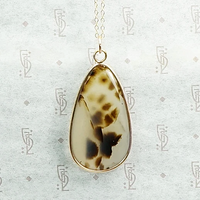 Natural Leopard Agate Bezel Set Pendant
