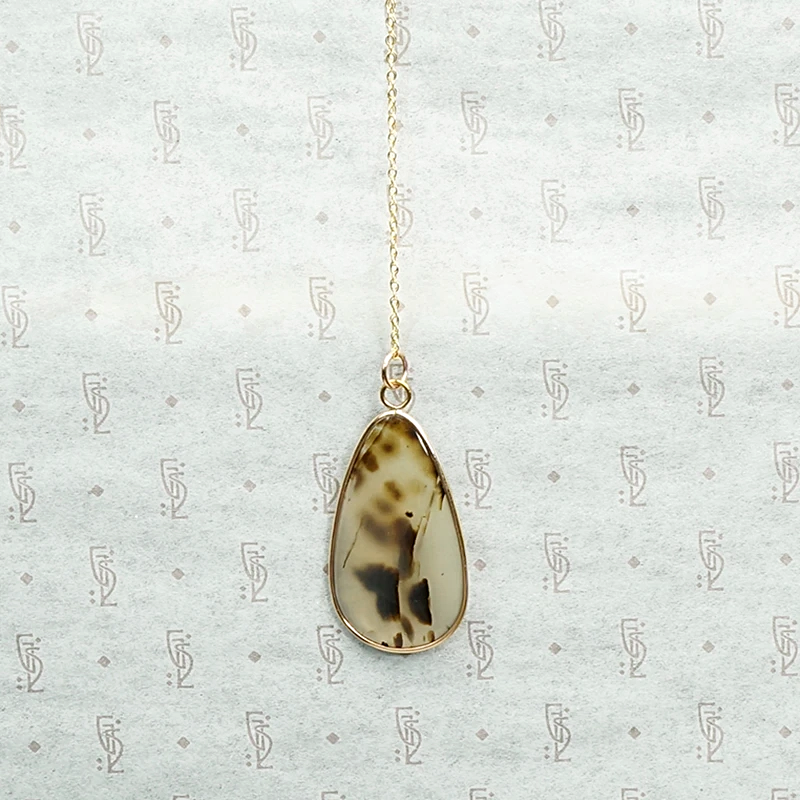 Natural Leopard Agate Bezel Set Pendant