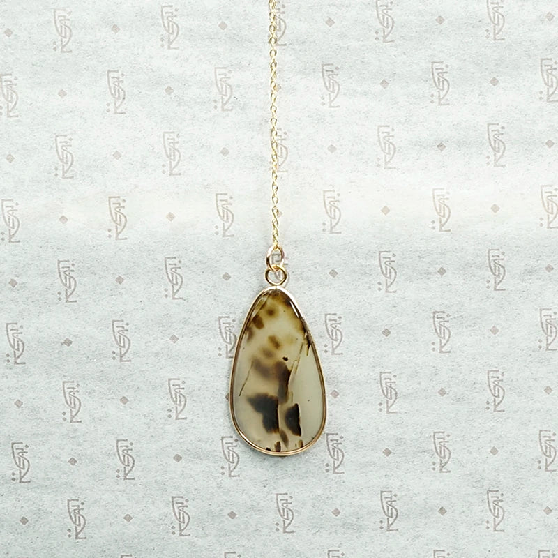 Natural Leopard Agate Bezel Set Pendant