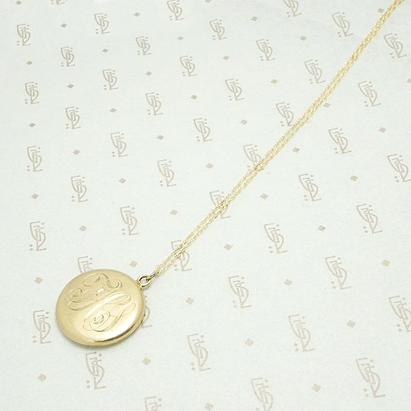 Fancy Hand Engraved "FHS" Gold Locket
