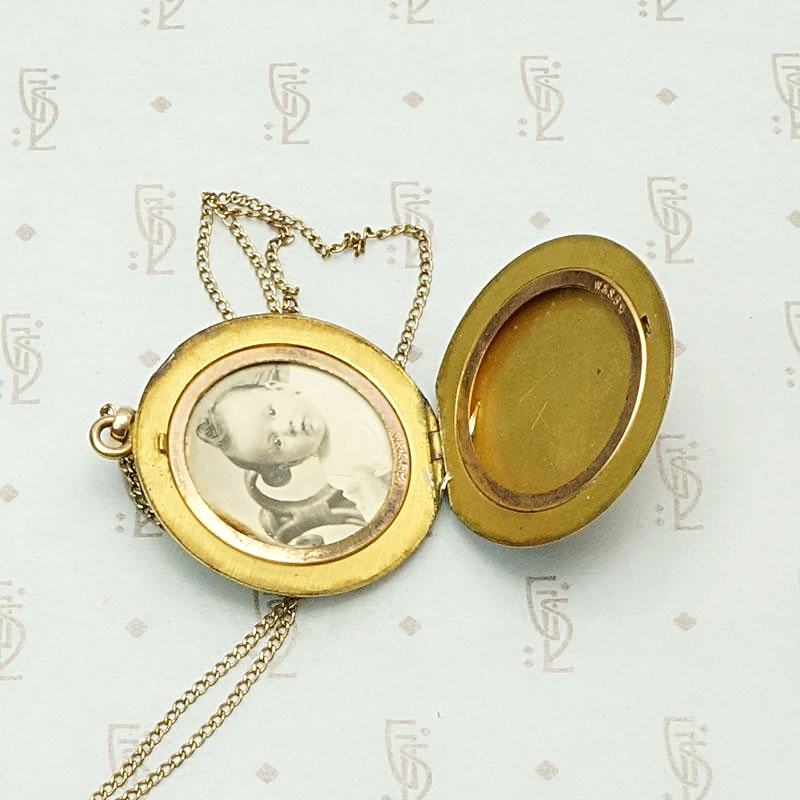 "A" for "Adorable" Art Nouveau Locket with Baby Photo