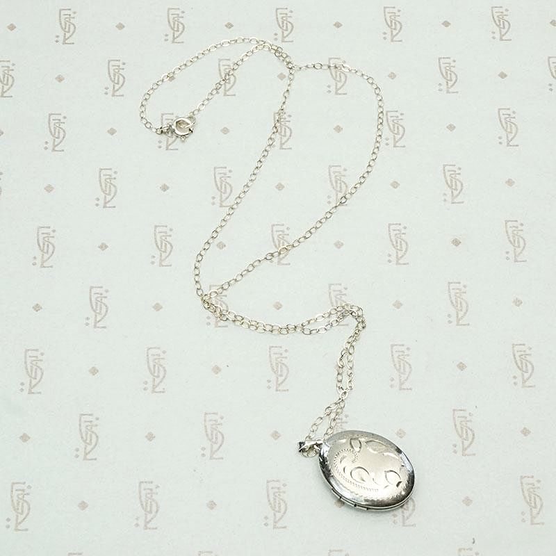 Sweet Vintage Sterling Locket with Foliate Engraving