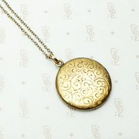 Edwardian Gold Sheeted Locket Engraved with Flowers & Feathers