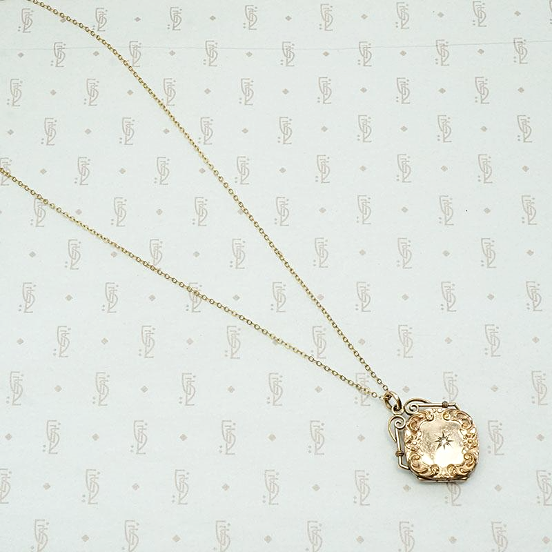 Gold Filled Victorian Locket with Star Set Paste