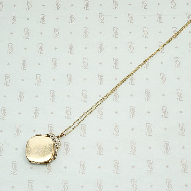 Gold Filled Victorian Locket with Star Set Paste, back view
