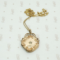 Gold Filled Victorian Locket with Star Set Paste, detail view