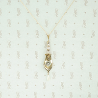 Dewdrops and Snow Edwardian Lavalier Necklace