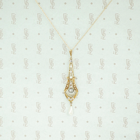 Dewdrops and Snow Edwardian Lavalier Necklace