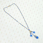 Luminous Blue Beaded Brass Necklace