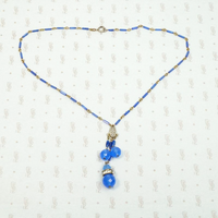Luminous Blue Beaded Brass Necklace
