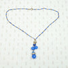 Luminous Blue Beaded Brass Necklace
