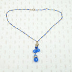 Luminous Blue Beaded Brass Necklace