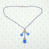 Luminous Blue Beaded Brass Necklace