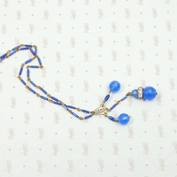 Luminous Blue Beaded Brass Necklace