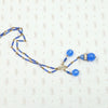 Luminous Blue Beaded Brass Necklace