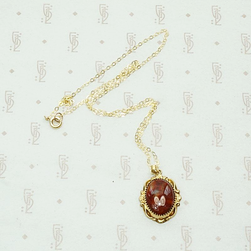 Glossy Red Jasper Victorian Revival Pendant