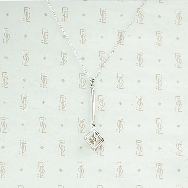 White Gold and Diamond Art Deco Lavalier Necklace