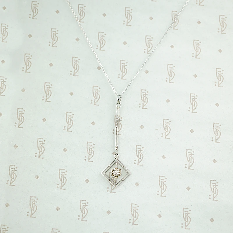 White Gold and Diamond Art Deco Lavalier Necklace