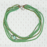 Spring Green Trade Bead Necklace with Turquoise Detail