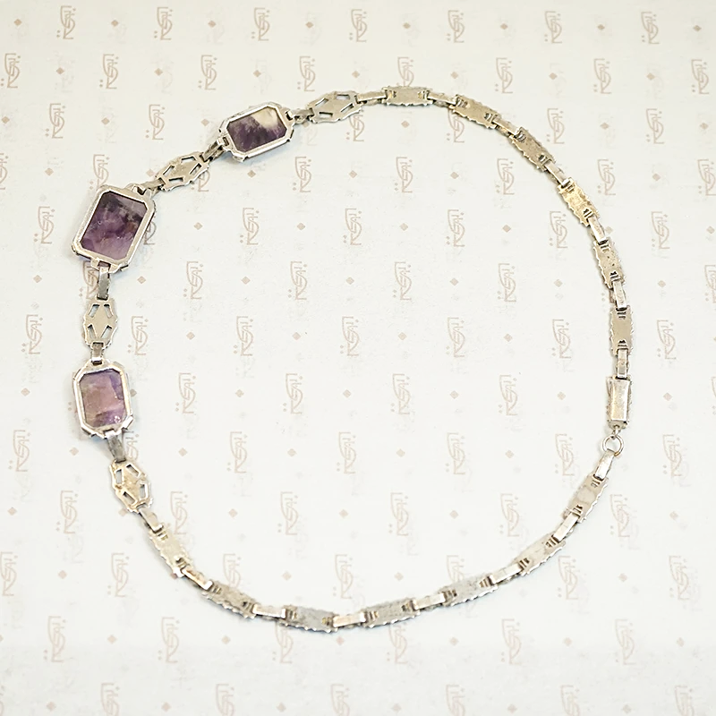 1930s Amethyst and Marcasite Silver Necklace