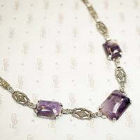 1930s Amethyst and Marcasite Silver Necklace