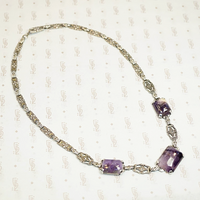 1930s Amethyst and Marcasite Silver Necklace