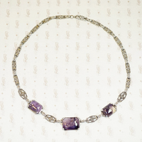 1930s Amethyst and Marcasite Silver Necklace