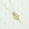 Spring Green Peridot and Pearl Edwardian Necklace. Detail view.