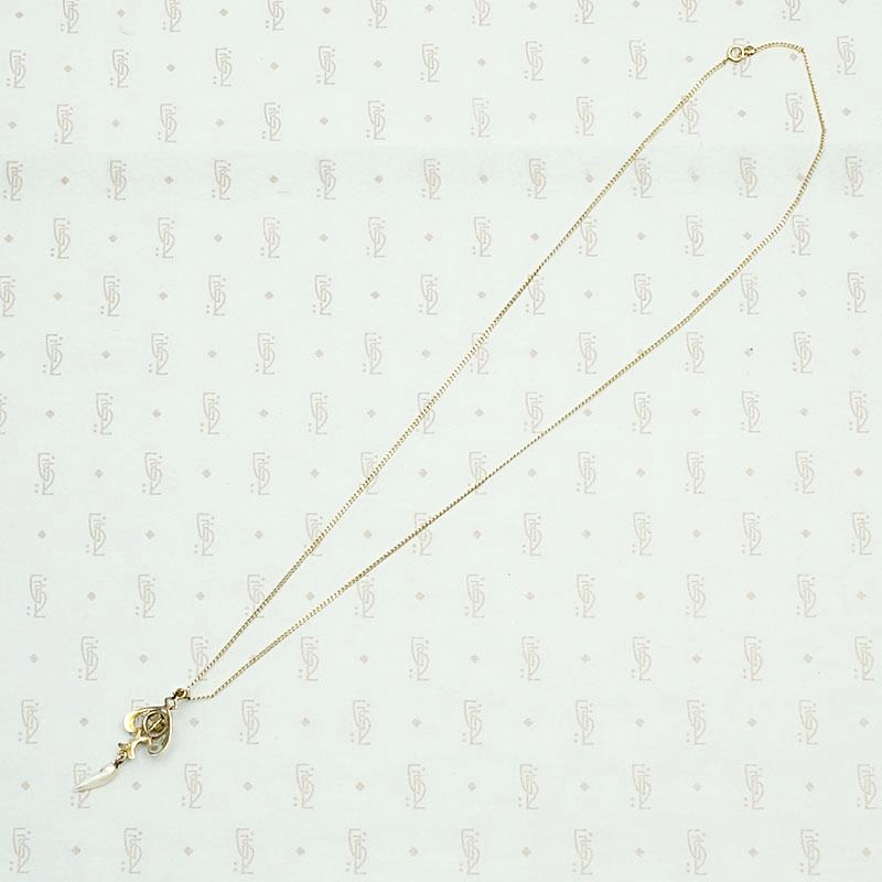 Sweet & Petite Edwardian Pearl and Diamond Pendant. Back view.