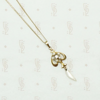 Sweet & Petite Edwardian Pearl and Diamond Pendant. Detail view.