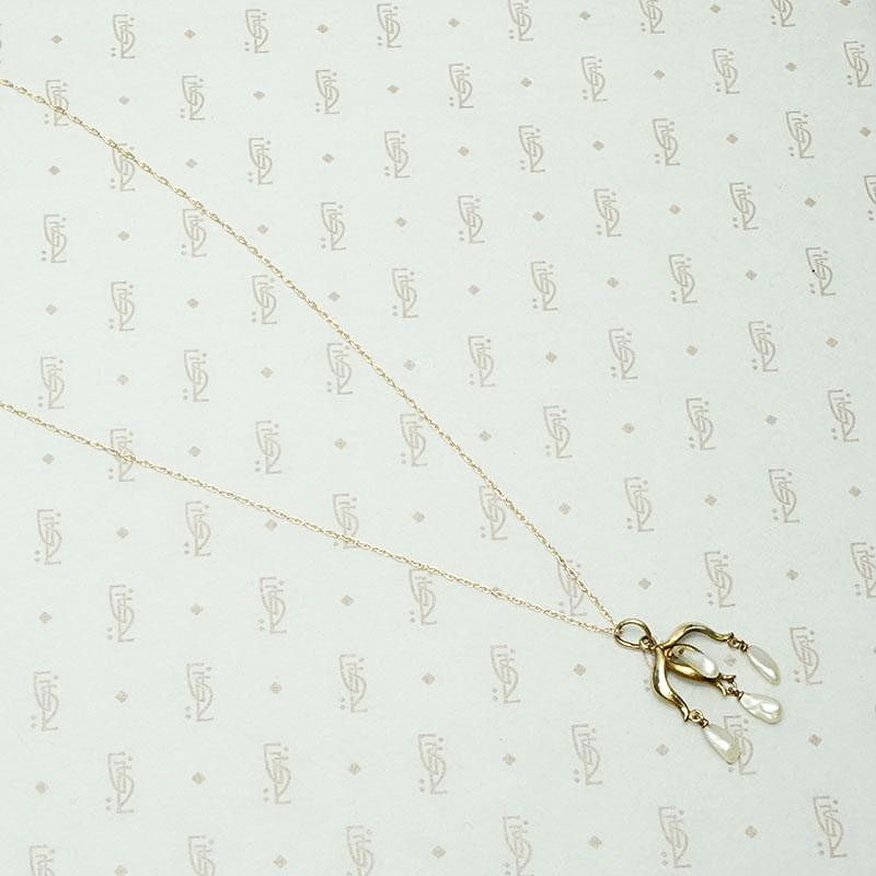 Natural Pearl & Gold Art Nouveau Necklace