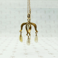 Natural Pearl & Gold Art Nouveau Necklace, back