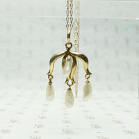 Natural Pearl & Gold Art Nouveau Necklace, detail
