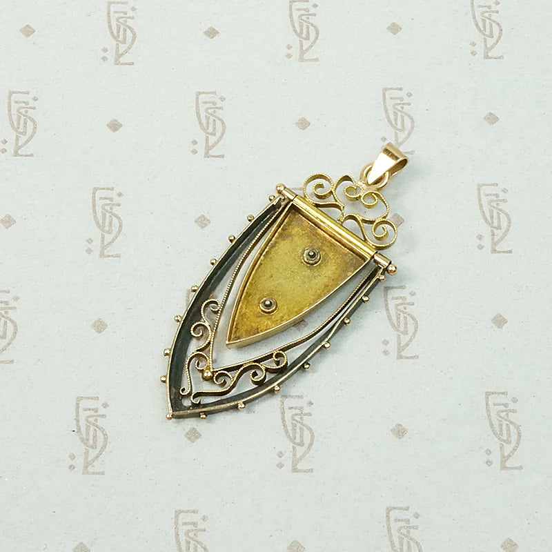 Rose & Yellow Gold Victorian Fob with Silver Feather