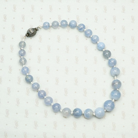 Blue Lace Agate Beads with Decorative Silver Clasp