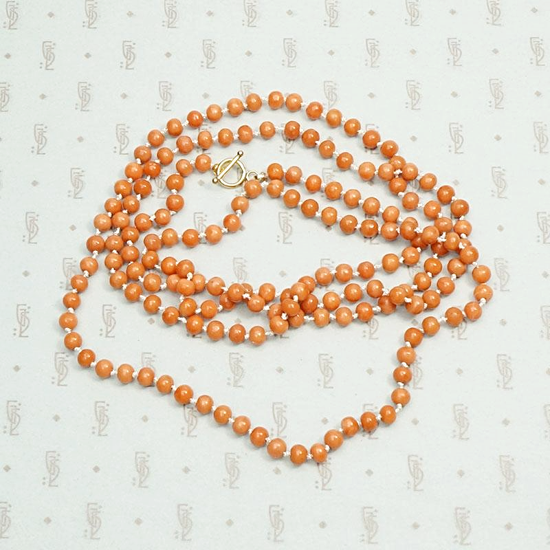 Extra Long Coral Bead Necklace