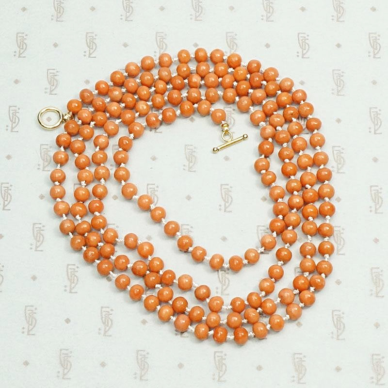 Extra Long Coral Bead Necklace