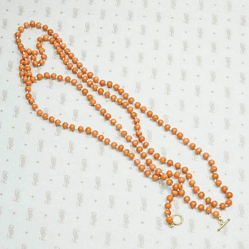 Extra Long Coral Bead Necklace