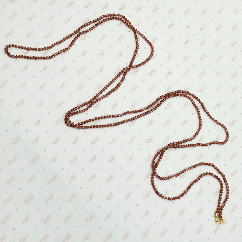 Extra Long Strand of Tiny Garnet & Steel Beads