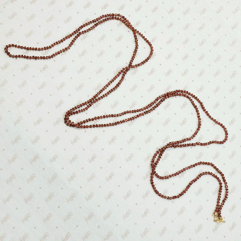 Extra Long Strand of Tiny Garnet & Steel Beads
