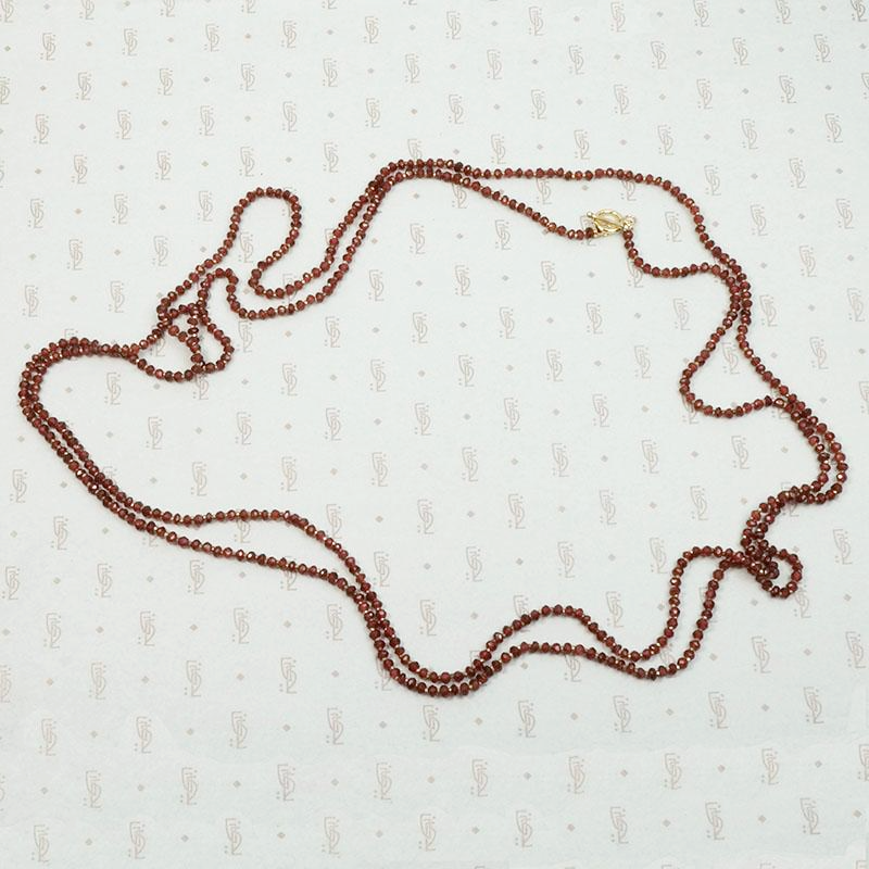 Extra Long Strand of Tiny Garnet & Steel Beads