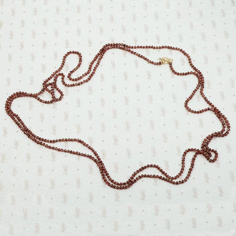 Extra Long Strand of Tiny Garnet & Steel Beads