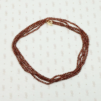 Extra Long Strand of Tiny Garnet & Steel Beads