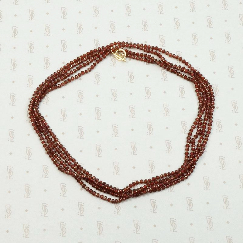 Extra Long Strand of Tiny Garnet & Steel Beads