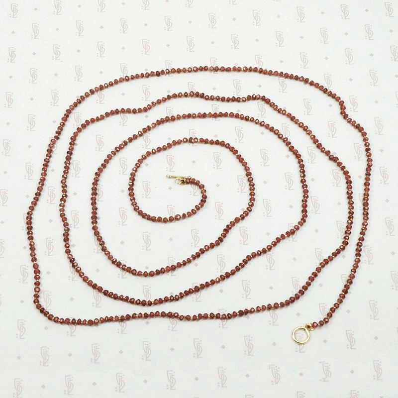 Extra Long Strand of Tiny Garnet & Steel Beads