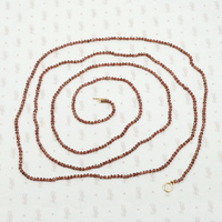 Extra Long Strand of Tiny Garnet & Steel Beads