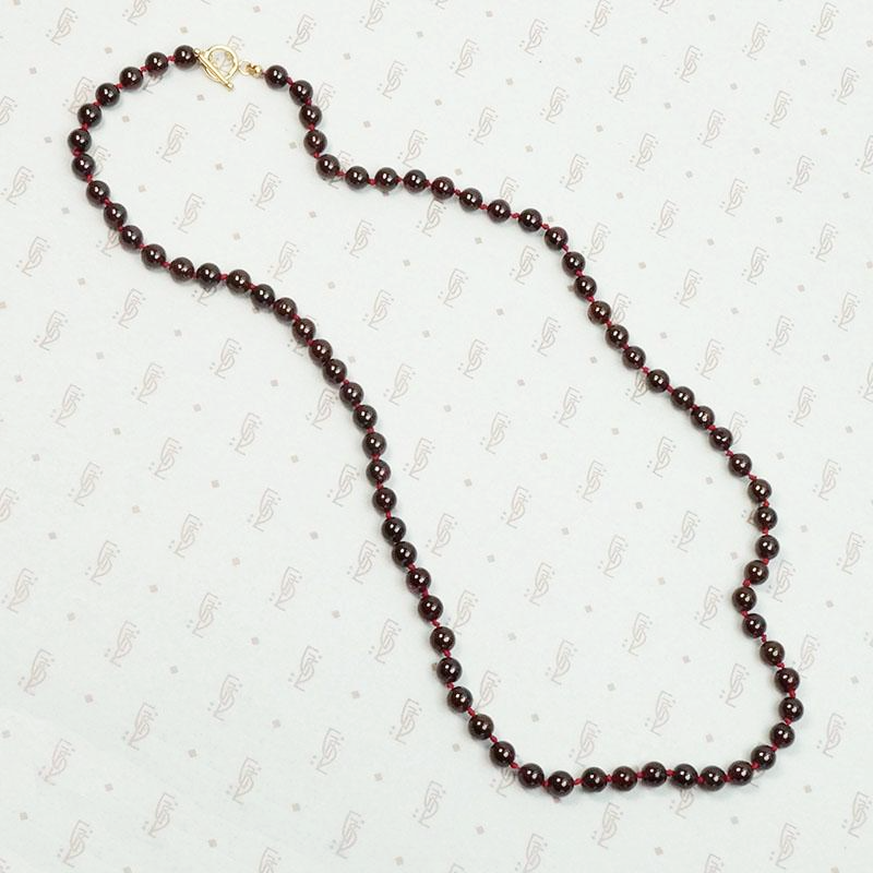 Claret Colored Garnet Bead Necklace