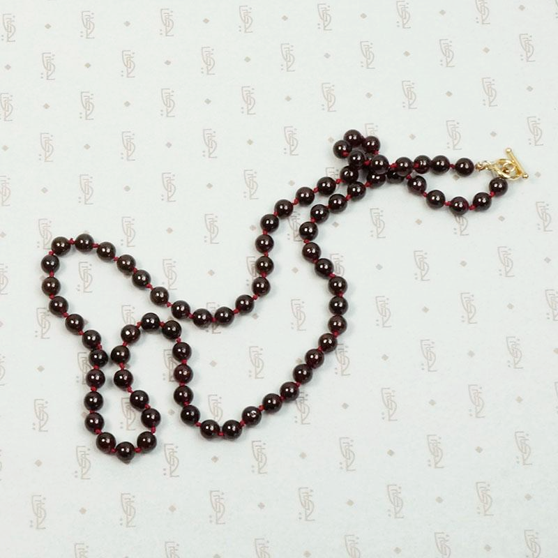 Claret Colored Garnet Bead Necklace