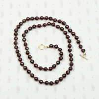Claret Colored Garnet Bead Necklace