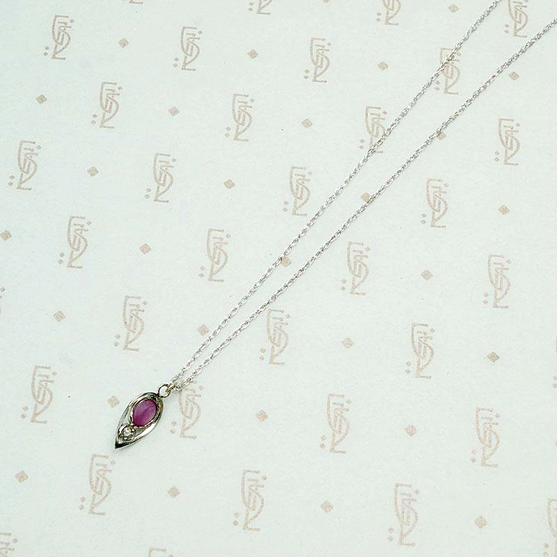 Mid Century Star Ruby & Diamond Pendant